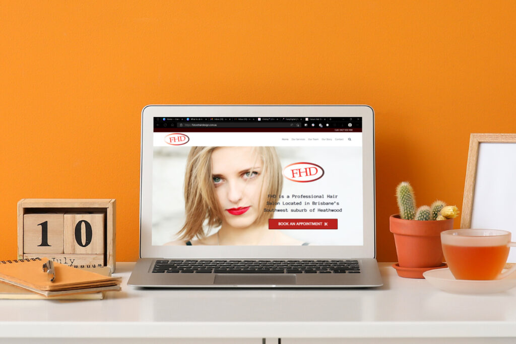 laptop with website futurehairdesign created by FairyDigital Brisbane in it